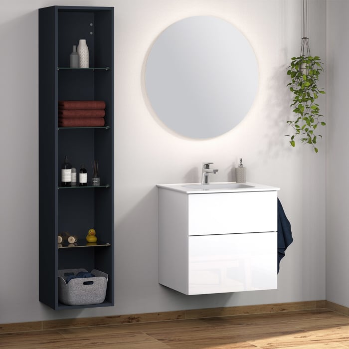 Sanipa 3way Kombination mit Keramikwaschtisch Design 60 cm, 2 Auszüge mit Push to open