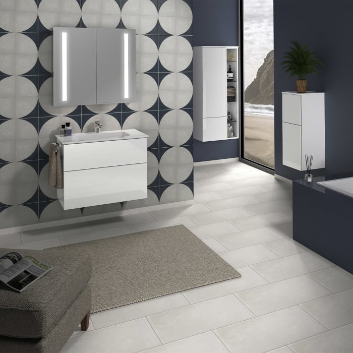 Sanipa 3way Kombination mit Keramikwaschtisch Design 80 cm, 2 Auszüge mit Push to open