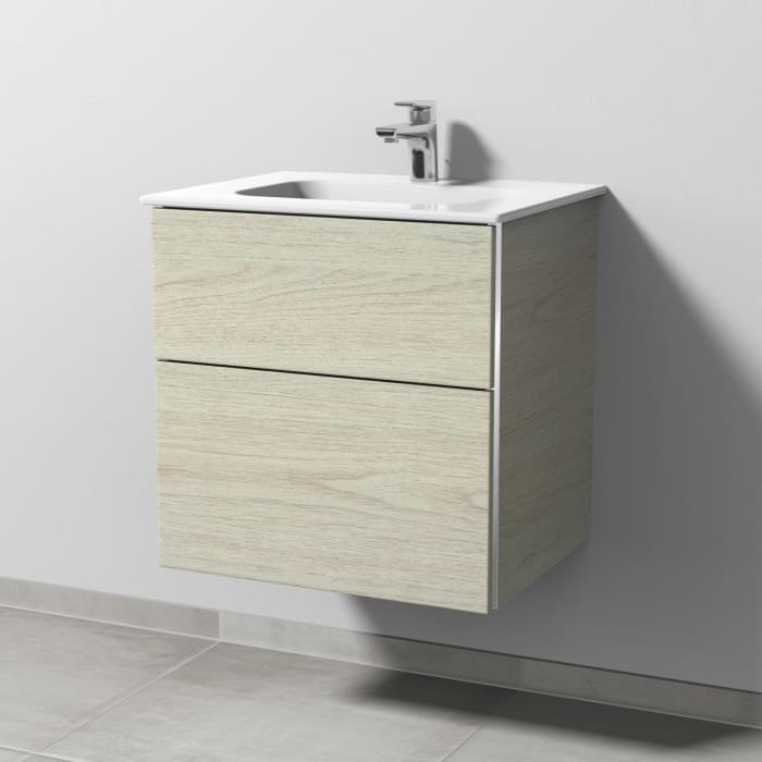 Sanipa 3way Kombination mit Keramikwaschtisch Design 60 cm, 2 Auszüge mit Griffleiste