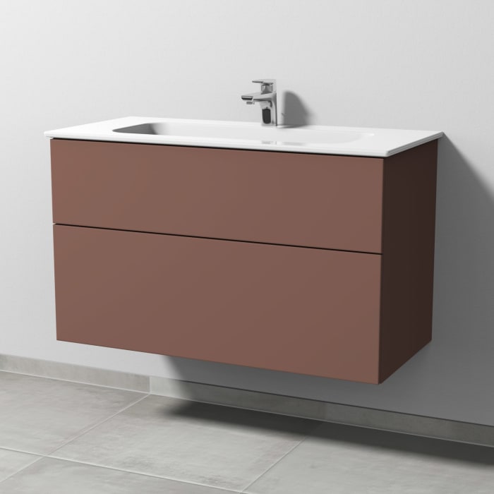 Sanipa 3way Kombination mit Keramikwaschtisch Design 100 cm, 2 Auszüge mit Push to open