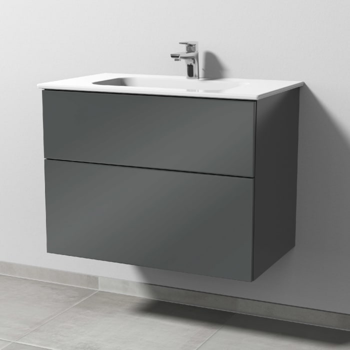 Sanipa 3way Kombination mit Keramikwaschtisch Design 80 cm, 2 Auszüge mit Push to open