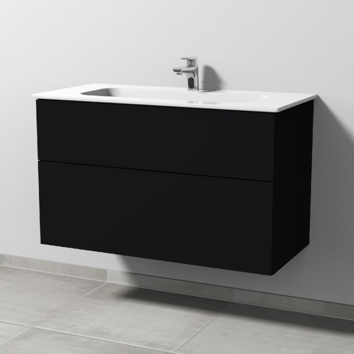 Sanipa 3way Kombination mit Keramikwaschtisch Design 100 cm, 2 Auszüge mit Push to open