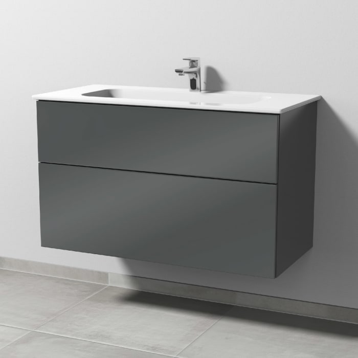 Sanipa 3way Kombination mit Keramikwaschtisch Design 100 cm, 2 Auszüge mit Push to open