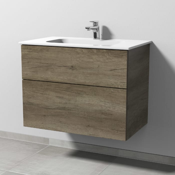 Sanipa 3way Kombination mit Keramikwaschtisch Design 80 cm, 2 Auszüge mit Push to open