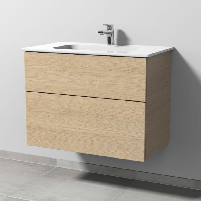 Sanipa 3way Kombination mit Keramikwaschtisch Design 80 cm, 2 Auszüge mit Push to open