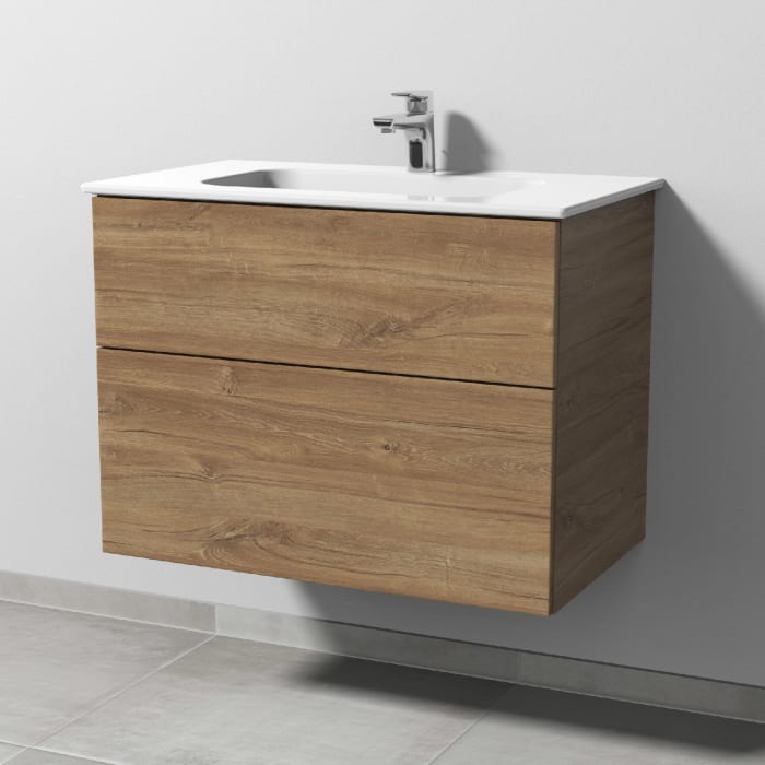 Sanipa 3way Kombination mit Keramikwaschtisch Design 80 cm, 2 Auszüge mit Push to open