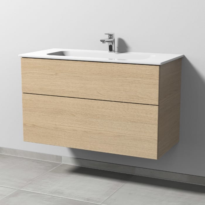 Sanipa 3way Kombination mit Keramikwaschtisch Design 100 cm, 2 Auszüge mit Push to open