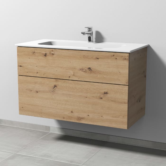 Sanipa 3way Kombination mit Keramikwaschtisch Design 100 cm, 2 Auszüge mit Push to open