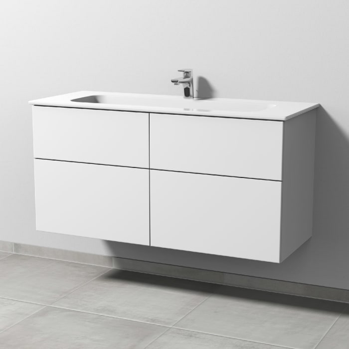 Sanipa 3way Kombination mit Keramikwaschtisch Design 120 cm, 4 Auszüge mit Push to open
