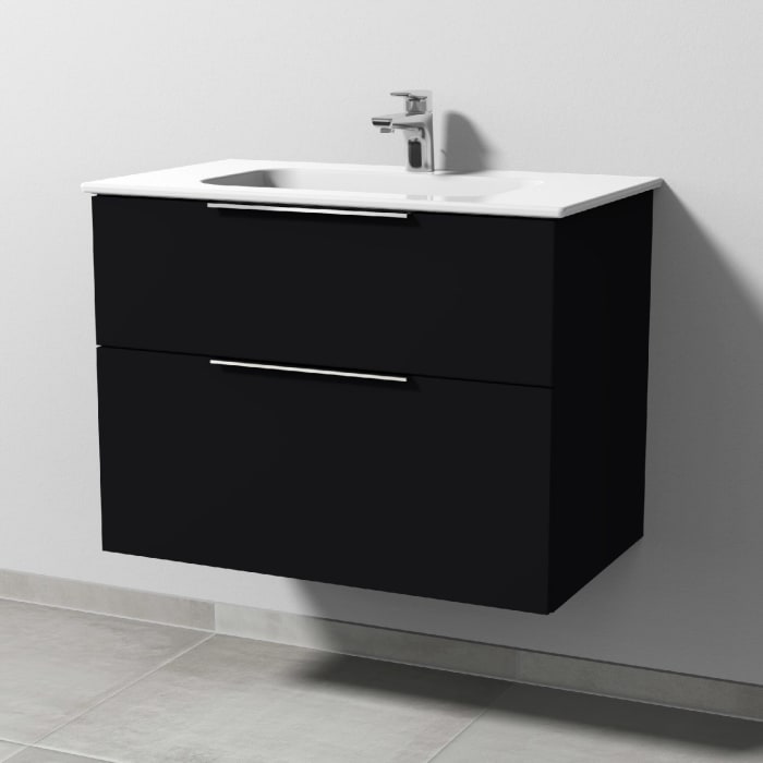 Sanipa 3way Kombination mit Keramikwaschtisch Design 80 cm, 2 Auszüge mit Aufsatz-Griff