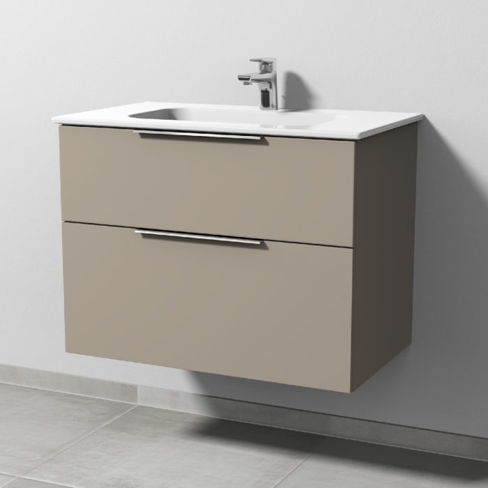 Sanipa 3way Kombination mit Keramikwaschtisch Design 80 cm, 2 Auszüge mit Aufsatz-Griff