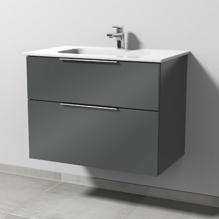 Sanipa 3way Kombination mit Keramikwaschtisch Design 80 cm, 2 Auszüge mit Aufsatz-Griff