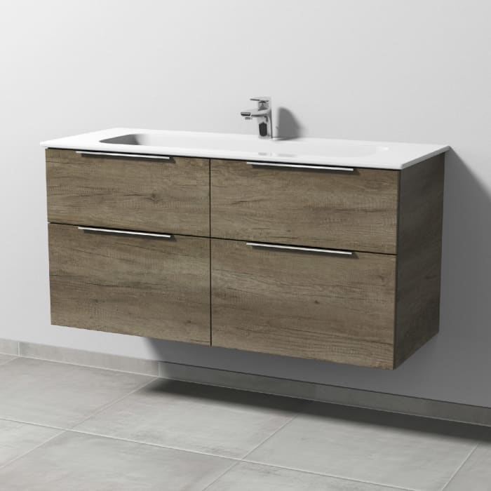 Sanipa 3way Kombination mit Keramikwaschtisch Design 120 cm, 4 Auszüge mit Aufsatz-Griff