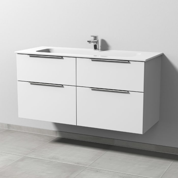 Sanipa 3way Kombination mit Keramikwaschtisch Design 120 cm, 4 Auszüge mit Aufsatz-Griff