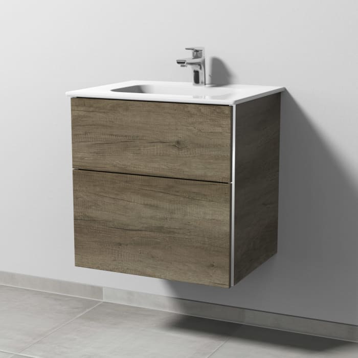 Sanipa 3way Kombination mit Keramikwaschtisch Design 60 cm, 2 Auszüge mit Griffleiste