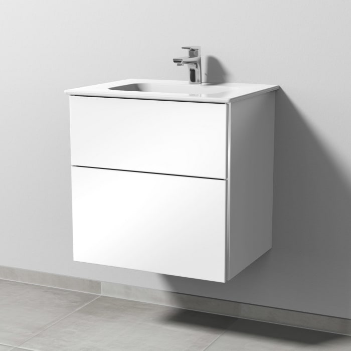 Sanipa 3way Kombination mit Keramikwaschtisch Design 60 cm, 2 Auszüge mit Griffleiste