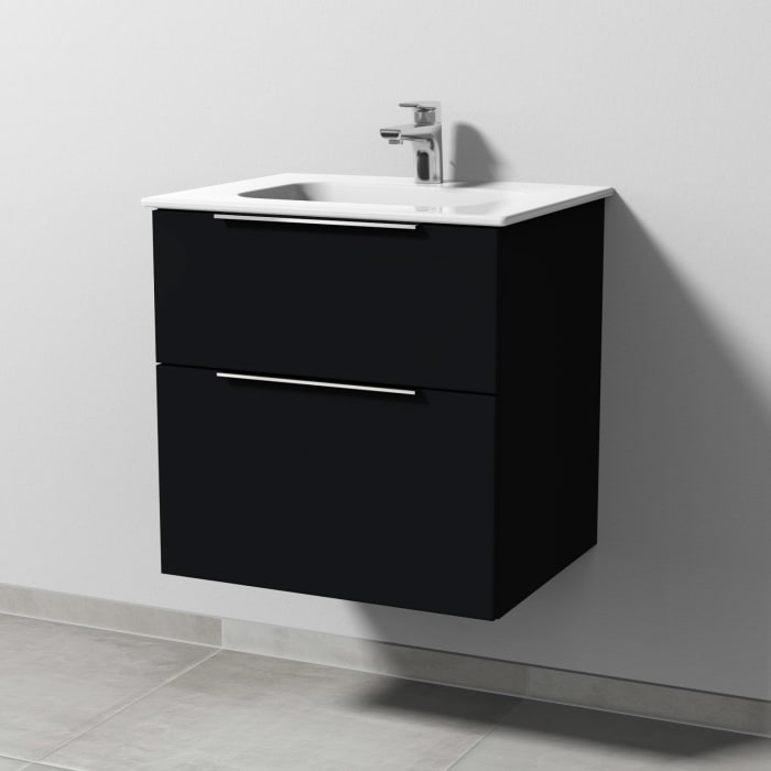 Sanipa 3way Kombination mit Keramikwaschtisch Design 60 cm, 2 Auszüge mit Aufsatz-Griff