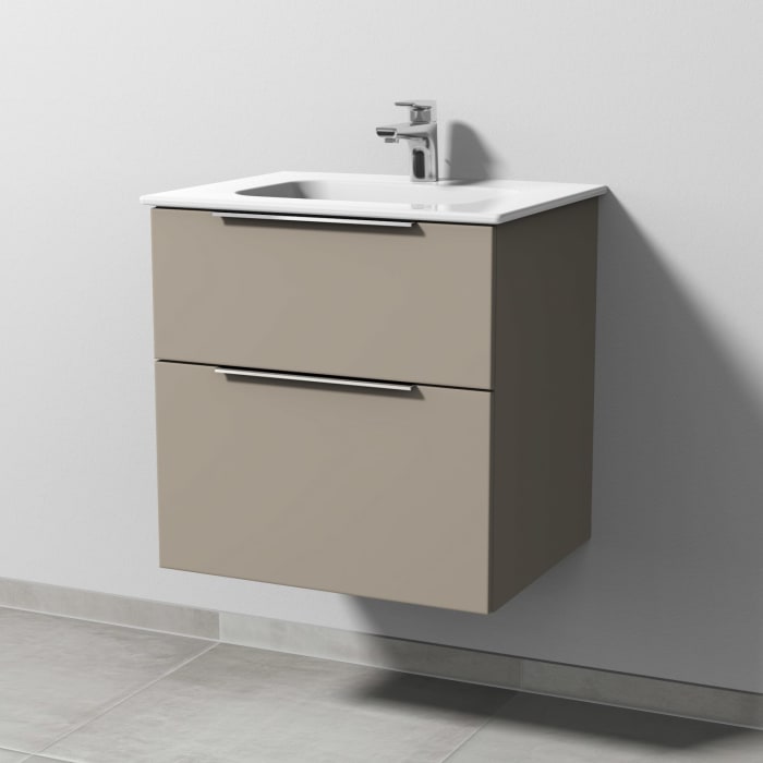 Sanipa 3way Kombination mit Keramikwaschtisch Design 60 cm, 2 Auszüge mit Aufsatz-Griff