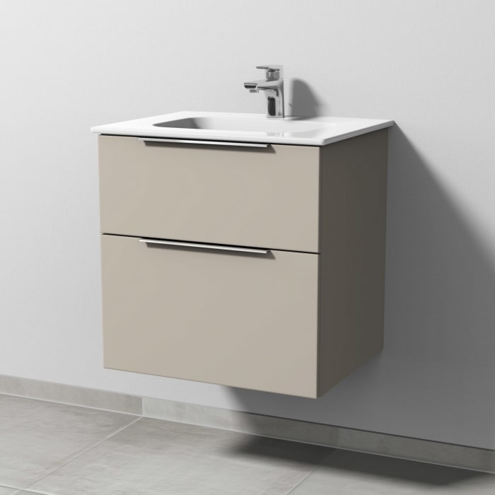 Sanipa 3way Kombination mit Keramikwaschtisch Design 60 cm, 2 Auszüge mit Aufsatz-Griff