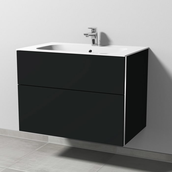 Sanipa 3way Kombination mit Keramikwaschtisch Finion 80 cm, 2 Auszüge mit Griff-Leiste