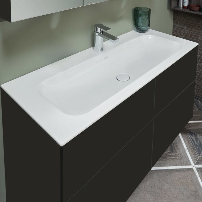 Sanipa 3way Kombination mit Keramikwaschtisch Finion 120 cm, 4 Auszüge mit Push to open