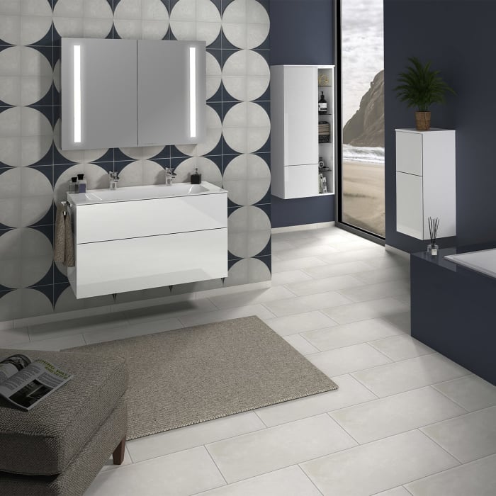 Sanipa 3way Unterschrank 100 cm, 2 Auszüge, Push to open mit Villeroy & Boch Finion Doppelwaschtisch