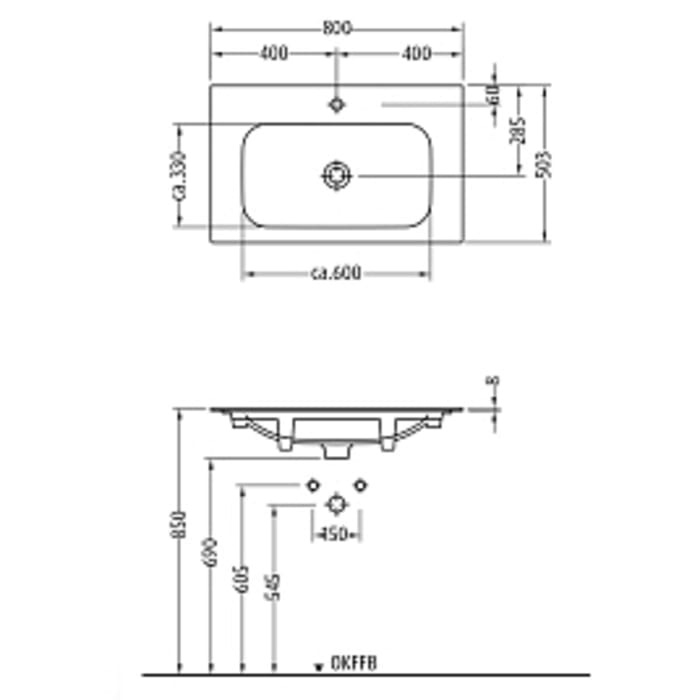 Sanipa 3way Kombination mit Keramikwaschtisch Finion 80 cm, 2 Auszüge mit Push to open