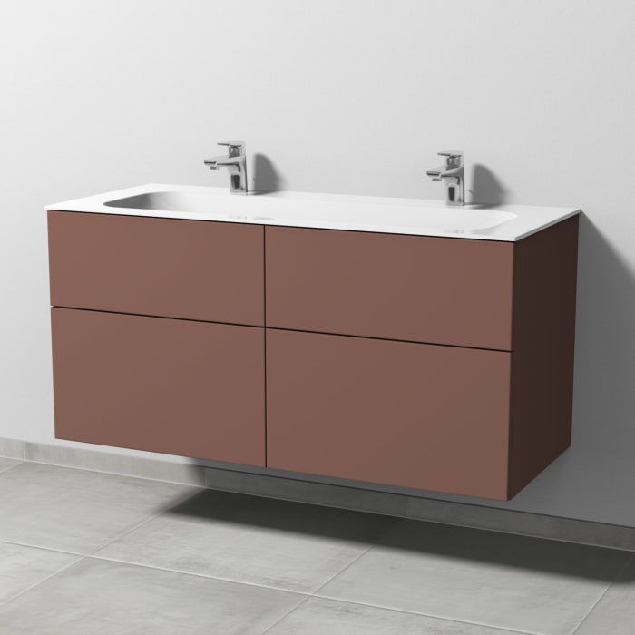 Sanipa 3way Unterschrank 120 cm, 4 Auszüge, Push to open mit Villeroy & Boch Finion Doppelwaschtisch