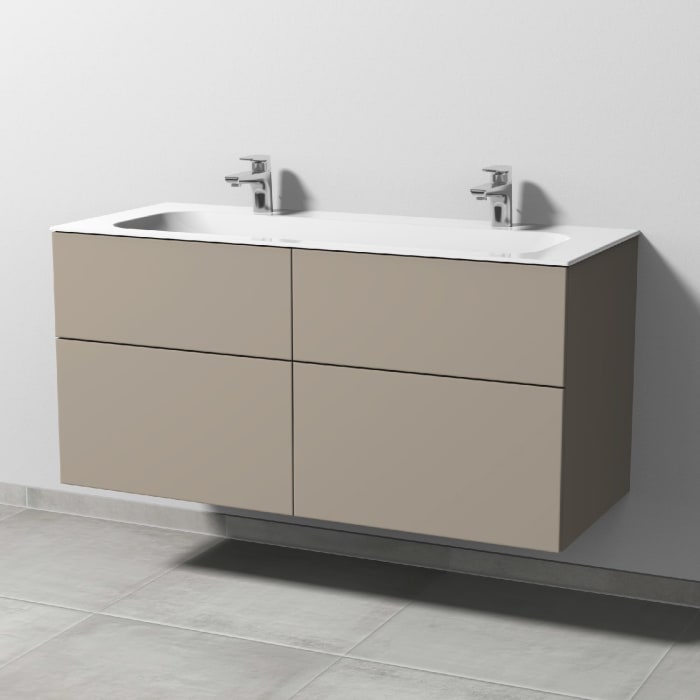 Sanipa 3way Kombination mit Keramik-Doppelwaschtisch Finion 120 cm, 4 Auszüge mit Push to open