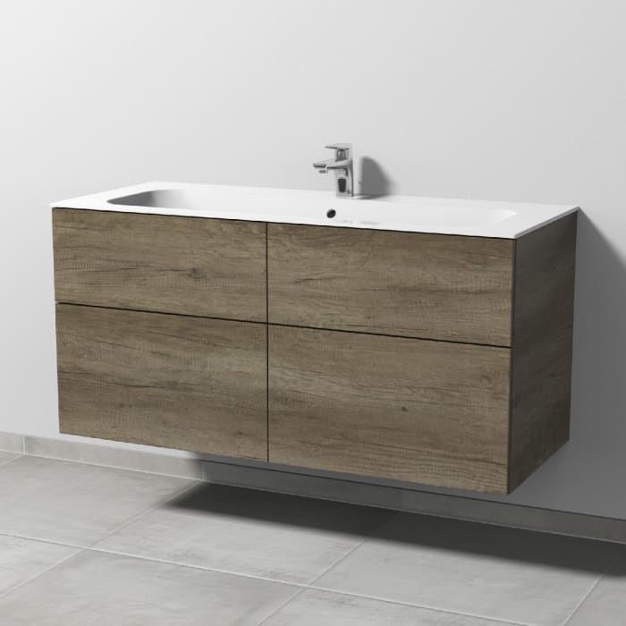 Sanipa 3way Kombination mit Keramikwaschtisch Finion 120 cm, 4 Auszüge mit Push to open