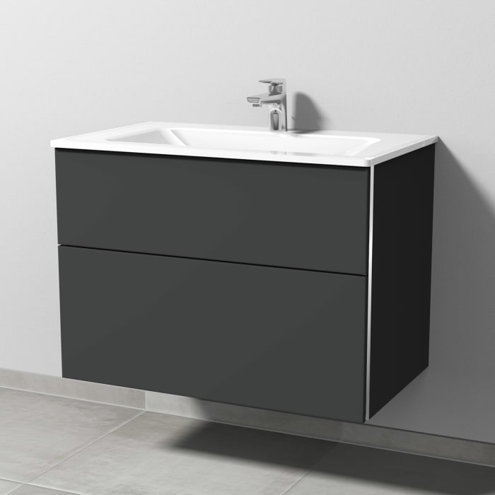 Sanipa 3way Kombination mit Glaswaschtisch 81,5 cm, 2 Auszüge mit Griff-Leiste