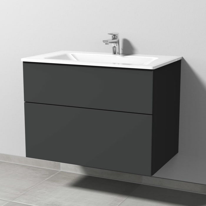 Sanipa 3way Kombination mit Glaswaschtisch 81,5 cm, 2 Auszüge mit Push to open