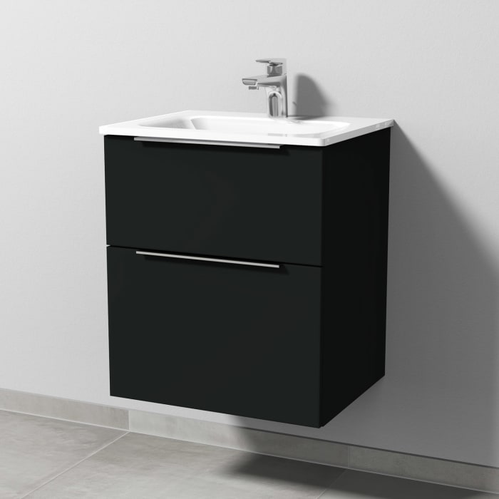 Sanipa 3way Kombination mit Glaswaschtisch 51,5 cm, 2 Auszüge mit Aufsatz-Griff