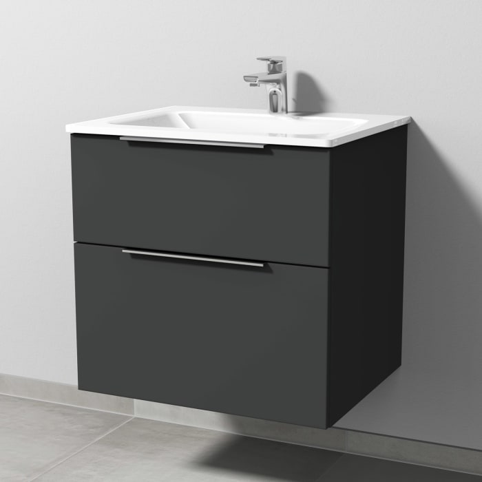 Sanipa 3way Kombination mit Glaswaschtisch 61,5 cm, 2 Auszüge mit Aufsatz-Griff