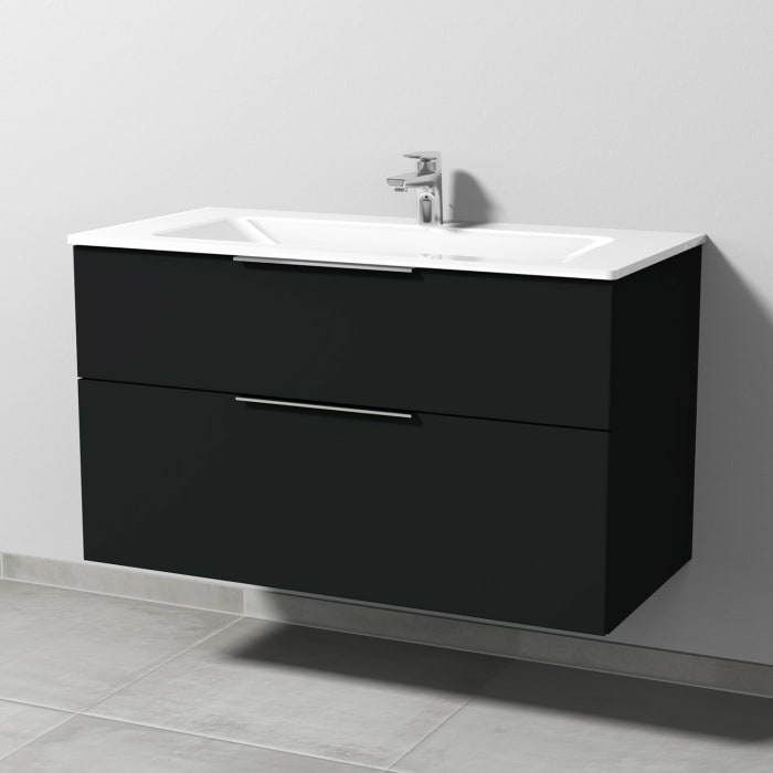 Sanipa 3way Kombination mit Glaswaschtisch 101,5 cm, 2 Auszüge mit Aufsatz-Griff