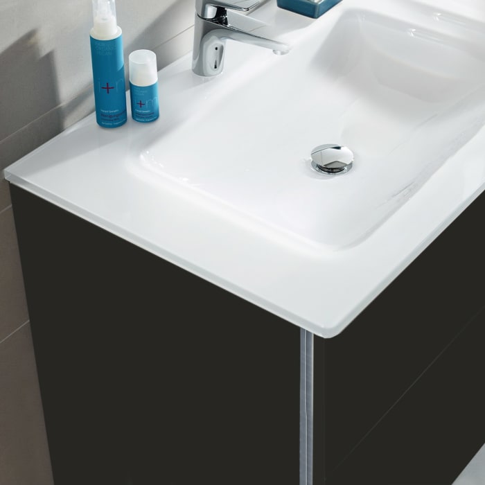 Sanipa 3way Kombination mit Glaswaschtisch 81,5 cm, 2 Auszüge mit Griff-Leiste