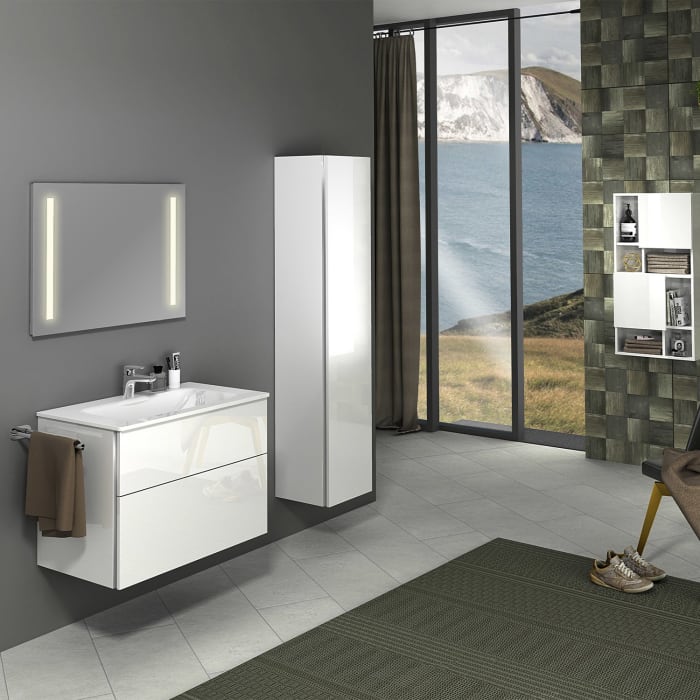 Sanipa 3way Kombination mit Glaswaschtisch 81,5 cm, 2 Auszüge mit Griff-Leiste