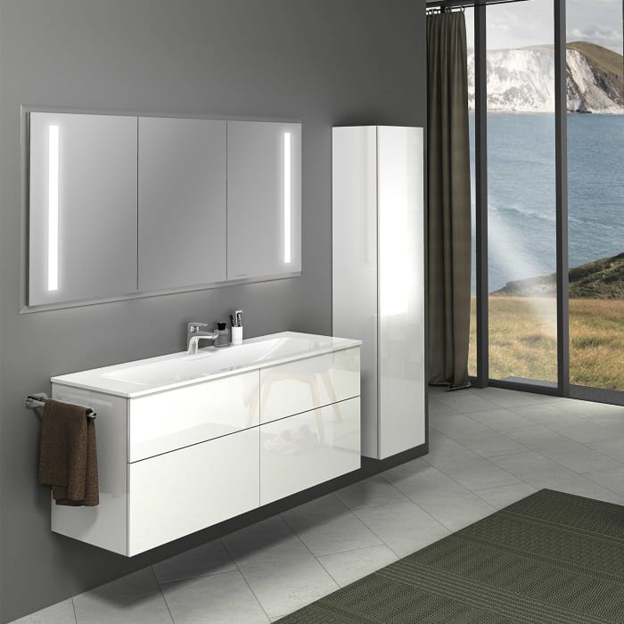 Sanipa 3way Kombination mit Glaswaschtisch 131,5 cm, 4 Auszüge mit Push to open