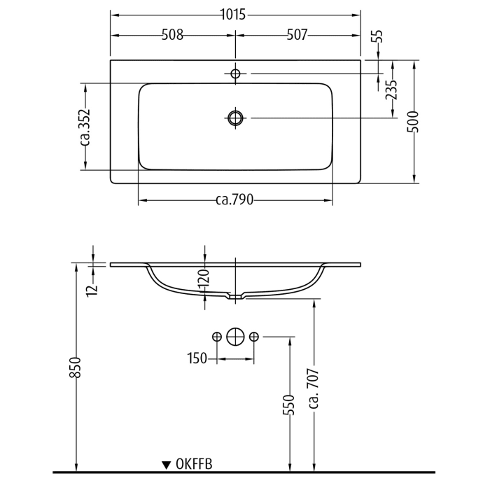 Sanipa 3way Kombination mit Glaswaschtisch 101,5 cm, 2 Auszüge
