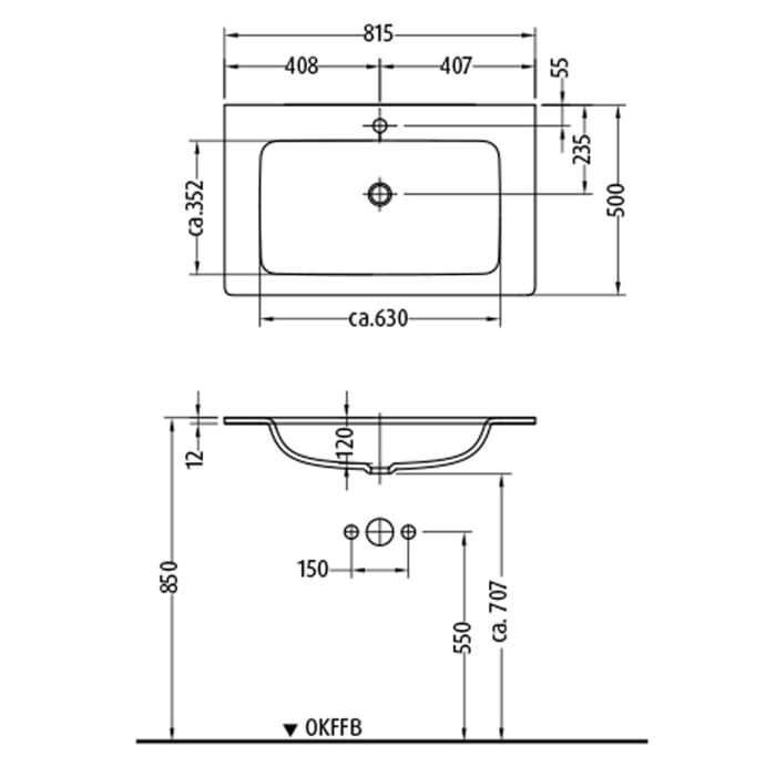 Sanipa 3way Kombination mit Glaswaschtisch 81,5 cm, 2 Auszüge mit Push to open