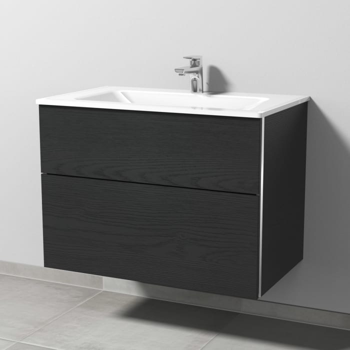 Sanipa 3way Kombination mit Glaswaschtisch 81,5 cm, 2 Auszüge mit Griff-Leiste