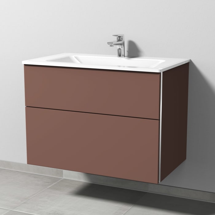 Sanipa 3way Kombination mit Glaswaschtisch 81,5 cm, 2 Auszüge mit Griff-Leiste