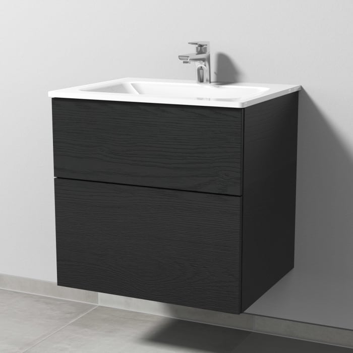 Sanipa 3way Kombination mit Glaswaschtisch 61,5 cm, 2 Auszüge mit Push to open