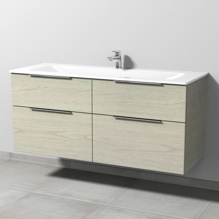 Sanipa 3way Kombination mit Glaswaschtisch 131,5 cm, 4 Auszüge mit Aufsatz-Griff