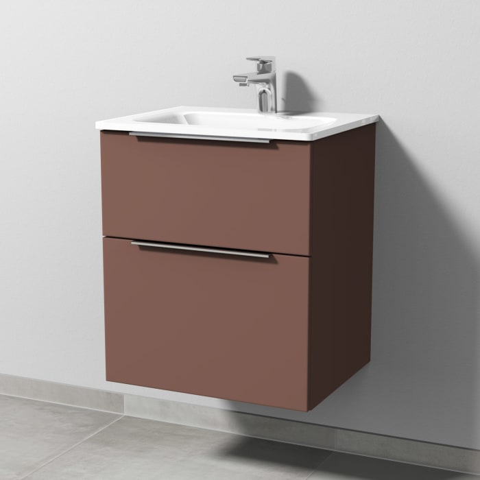 Sanipa 3way Kombination mit Glaswaschtisch 51,5 cm, 2 Auszüge mit Aufsatz-Griff