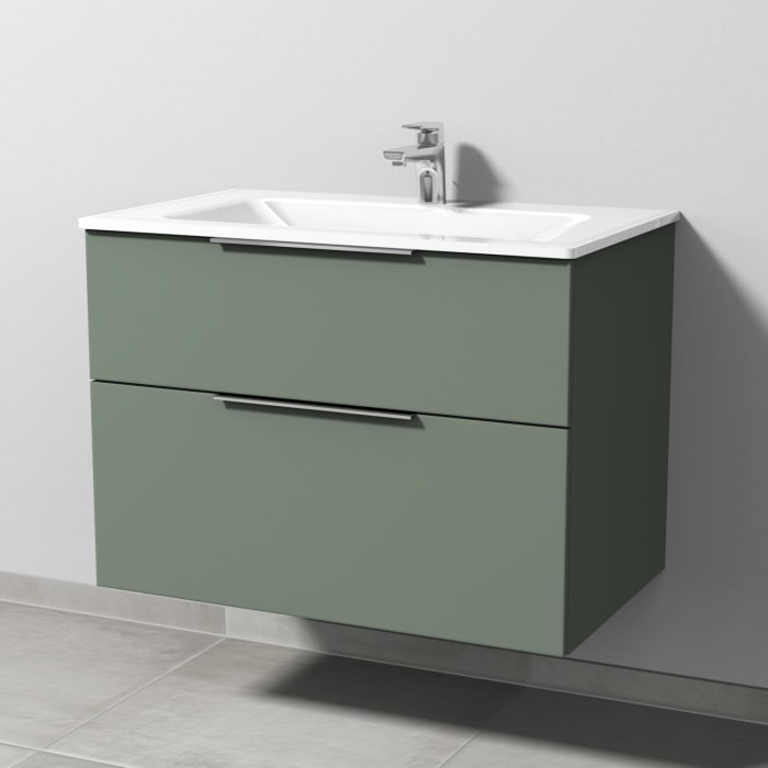 Sanipa 3way Kombination mit Glaswaschtisch 81,5 cm, 2 Auszüge mit Aufsatz-Griff