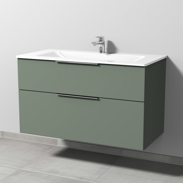 Sanipa 3way Kombination mit Glaswaschtisch 101,5 cm, 2 Auszüge mit Aufsatz-Griff