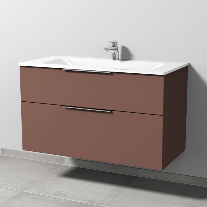 Sanipa 3way Kombination mit Glaswaschtisch 101,5 cm, 2 Auszüge mit Aufsatz-Griff