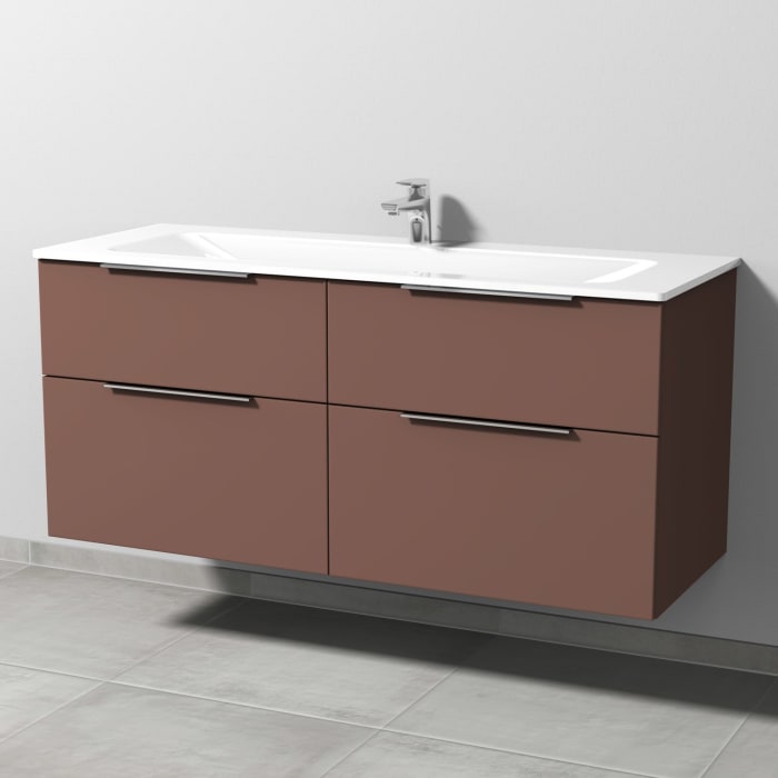 Sanipa 3way Kombination mit Glaswaschtisch 131,5 cm, 4 Auszüge mit Aufsatz-Griff