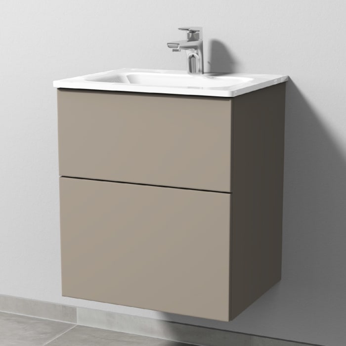 Sanipa 3way Kombination mit Glaswaschtisch 51,5 cm, 2 Auszüge mit Push to open